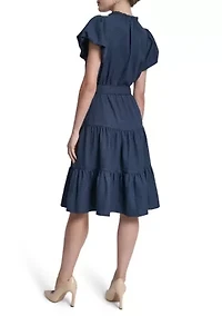 Women's Short Sleeve Tiered Mini Dress