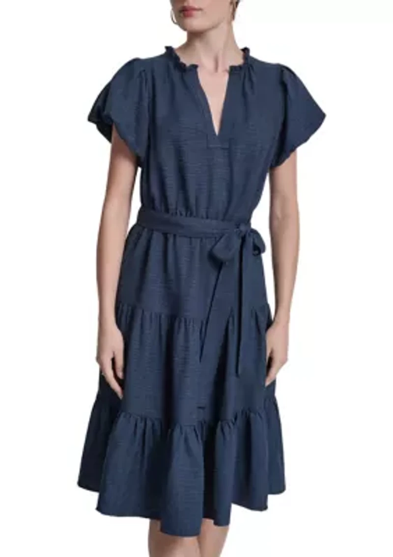 Women's Short Sleeve Tiered Mini Dress