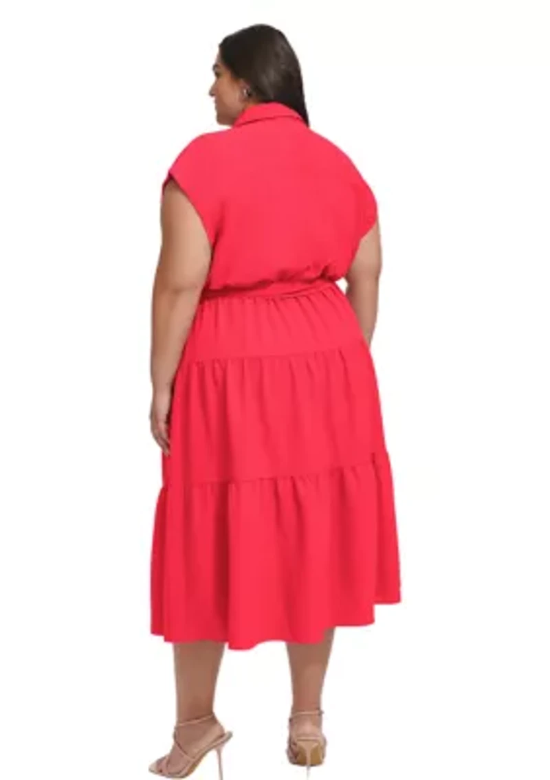 Plus Tie Waist Shirtdress