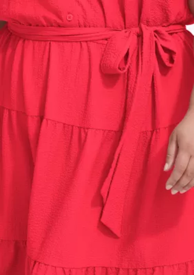 Plus Tie Waist Shirtdress