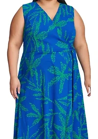 Plus Sleeveless V-Neck Tie Waist Dress