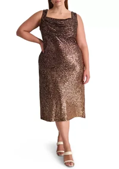 Plus Sleeveless Ombré Sequined Sheath Dress