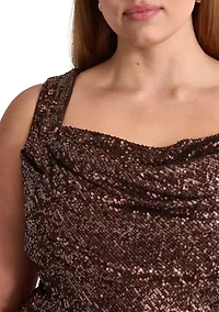 Plus Sleeveless Ombré Sequined Sheath Dress