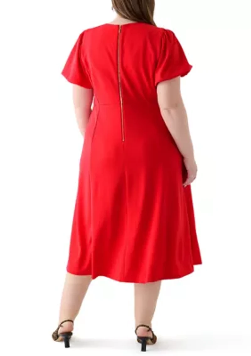 Plus Scuba Crepe Fit and Flare Dress