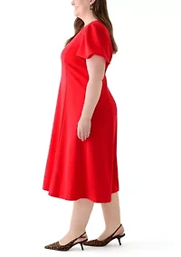 Plus Scuba Crepe Fit and Flare Dress