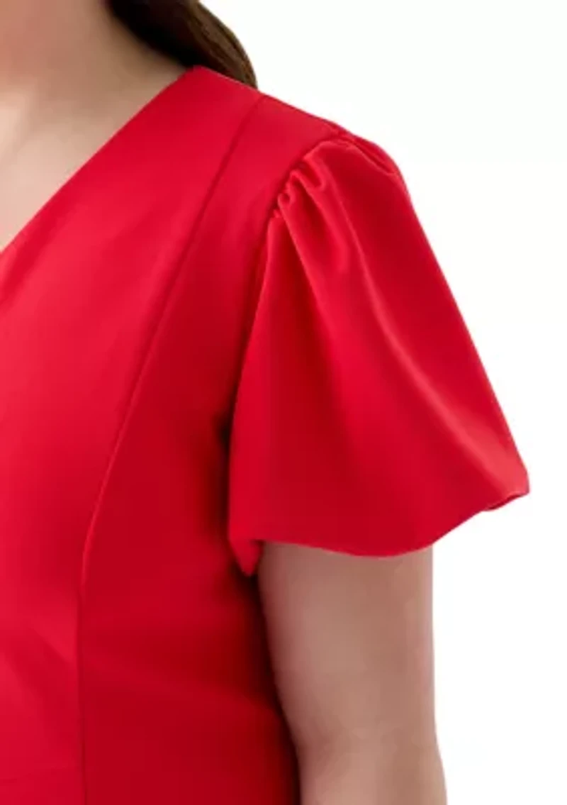 Plus Scuba Crepe Fit and Flare Dress
