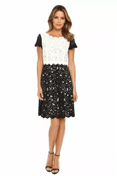 Colorblock Laser Cut Dress