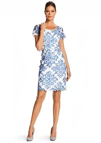 Étoile Printed Lace Sheath Dress