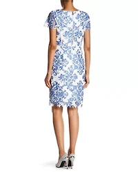 Étoile Printed Lace Sheath Dress