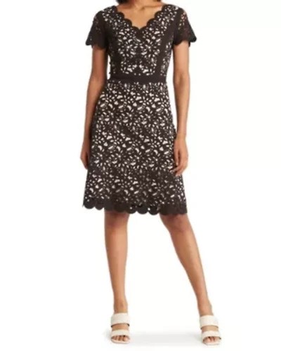 V-Neck Fit and Flare Laser Cutting Dress