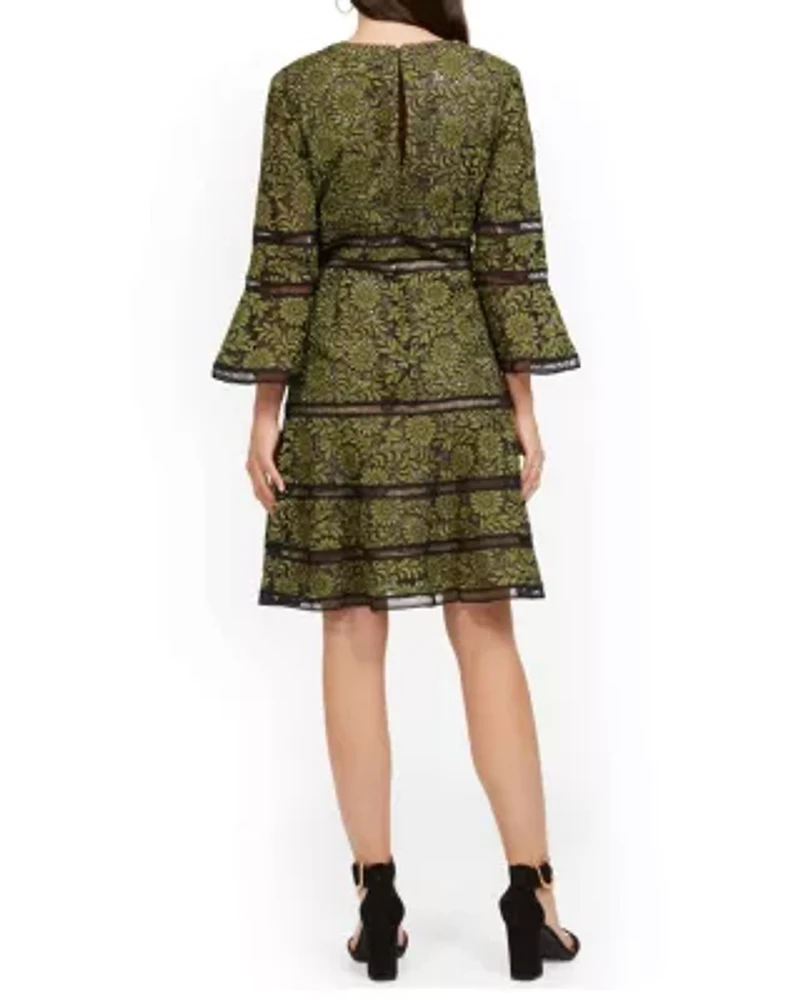 Surplice Neckline Fit and Flare Lace Dress