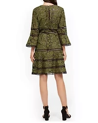 Surplice Neckline Fit and Flare Lace Dress