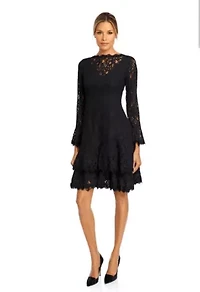 Bell Sleeve Two Tiered Lace Dress