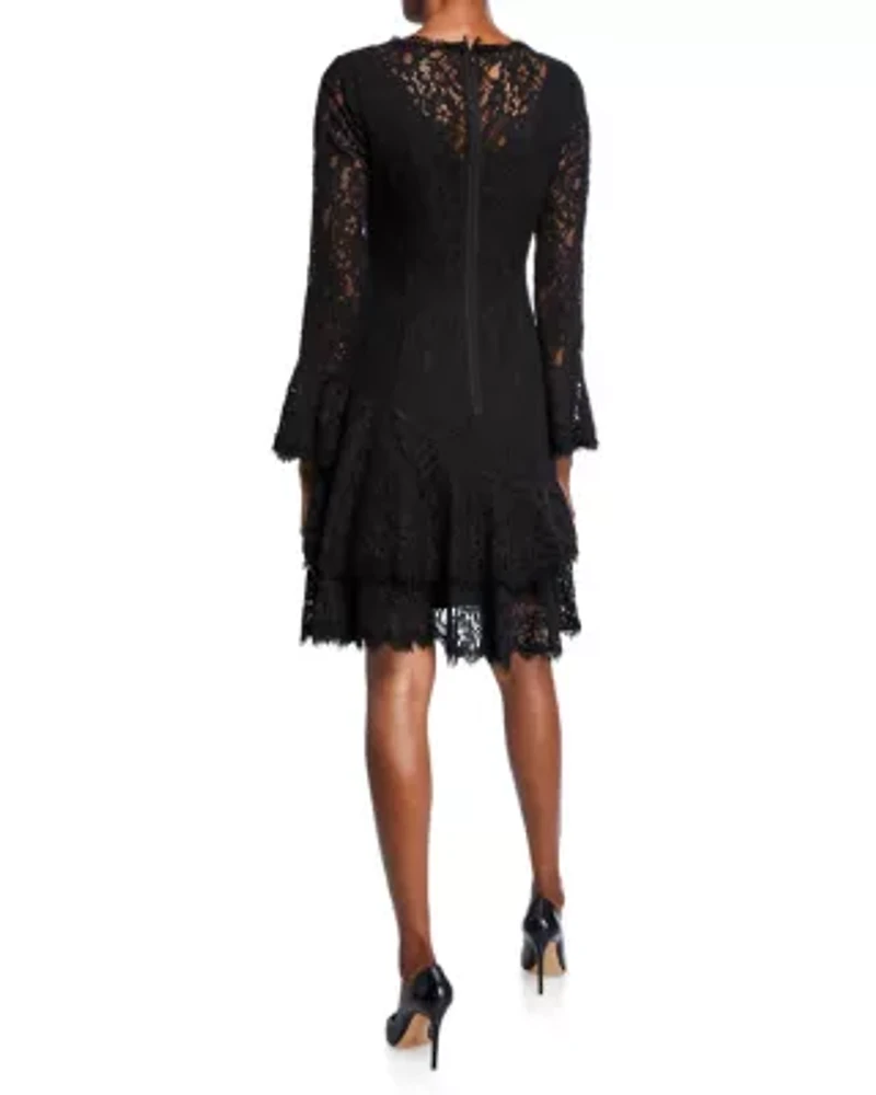 Bell Sleeve Two Tiered Lace Dress