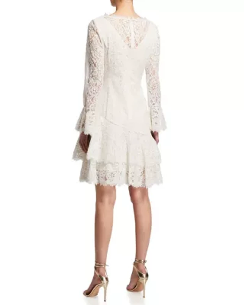 Bell Sleeve Two Tiered Lace Dress