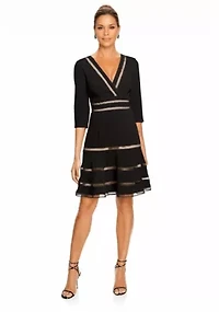 Surplice Fit and Flare Crepe Dress