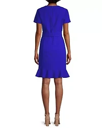 Crepe Dress with Flounce Hem