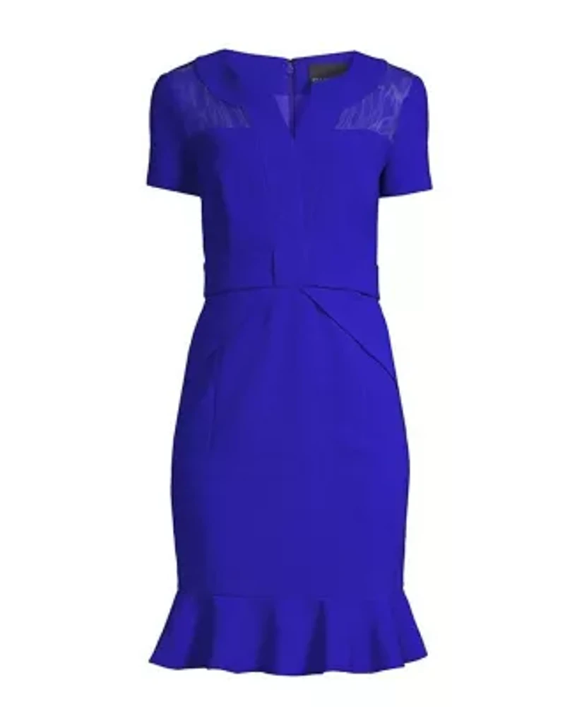 Crepe Dress with Flounce Hem