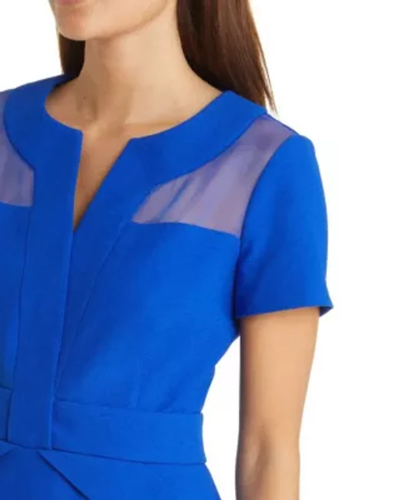 Crepe Dress with Flounce Hem