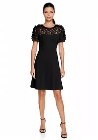 Floral Appliqué Sleeve Dress