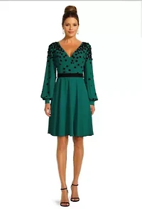 Surplice Neckline Fit and Flare Georgette Dress