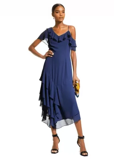 Asymmetric Georgette Midi Dress