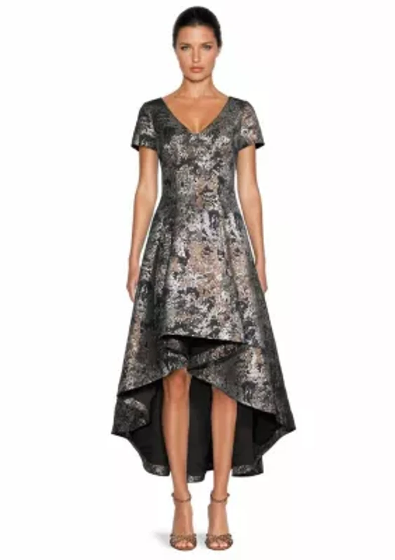 VNeck Jacquard High Low Dress