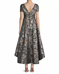 VNeck Jacquard High Low Dress