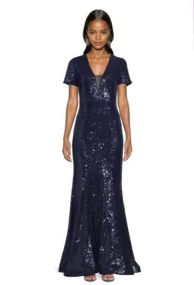 V-neck Sequin Fit and Flare Gown