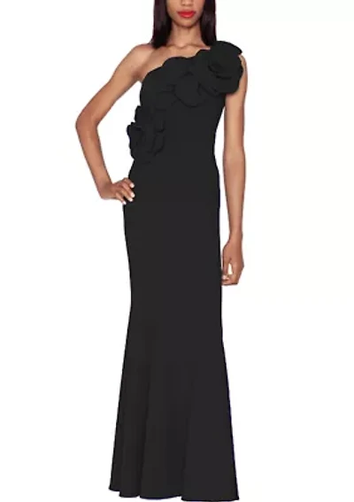 One Shoulder Floral Gown