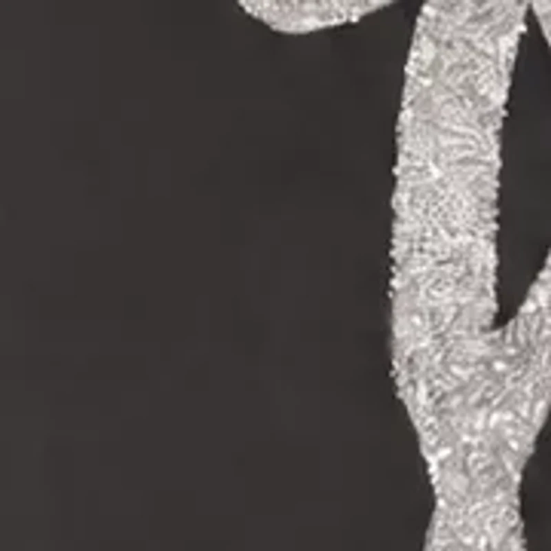 CREPE GOWN WITH CRYSTAL BOW DETAIL