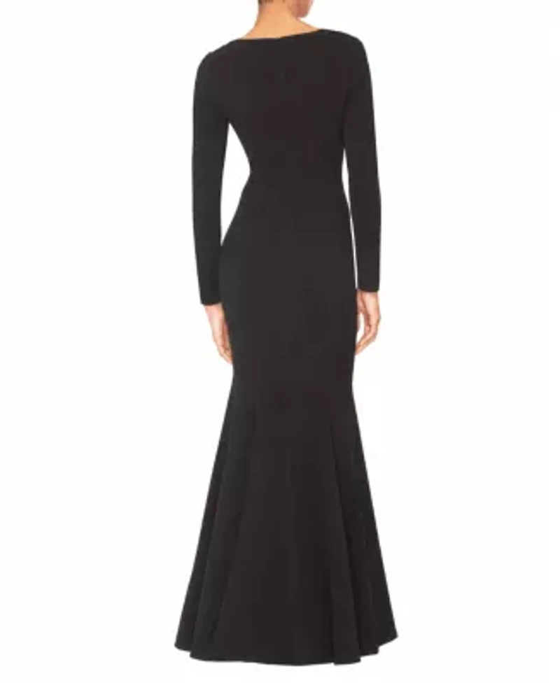 CREPE GOWN WITH CRYSTAL BOW DETAIL