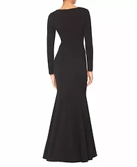 CREPE GOWN WITH CRYSTAL BOW DETAIL