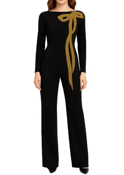 Gold Bow Trim Jumpsuit