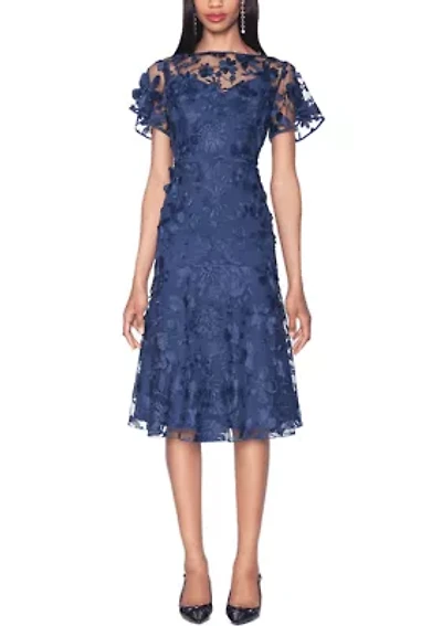 Midi Ruffled Dress with Flounce