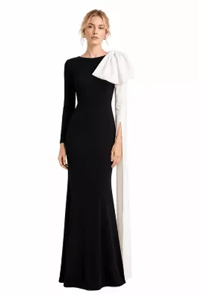 CREPE GOWN WITH CONTRAST DRAMATIC BOW SLEEVE