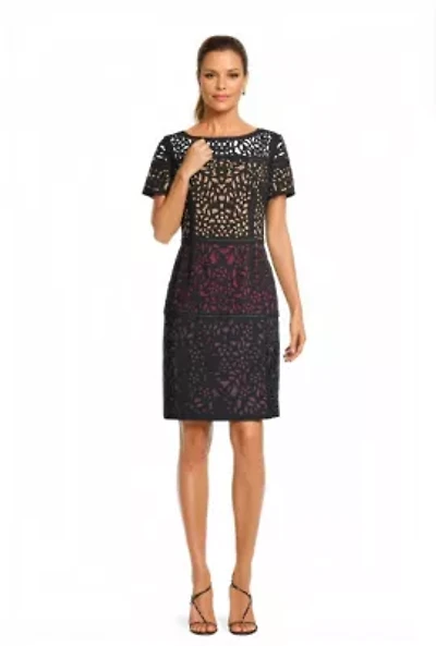 Ombre Laser Cut Sheath Dress