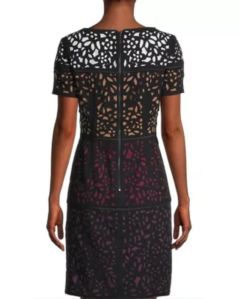 Ombre Laser Cut Sheath Dress