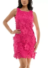 Sheath Dress With 3D Floral Emroidery