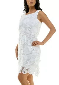 Sheath Dress With 3D Floral Emroidery