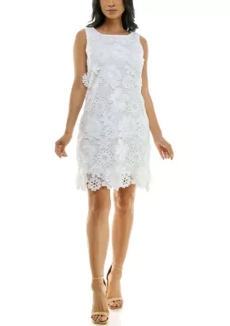 Sheath Dress With 3D Floral Emroidery