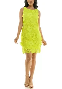 Sheath Dress With 3D Floral Emroidery