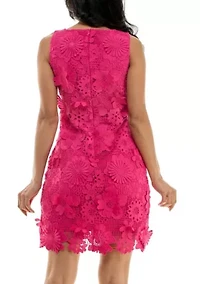 Sheath Dress With 3D Floral Emroidery