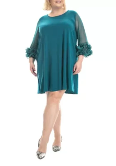 Trapeze Dress With Ruffle Sleeve And Pockets