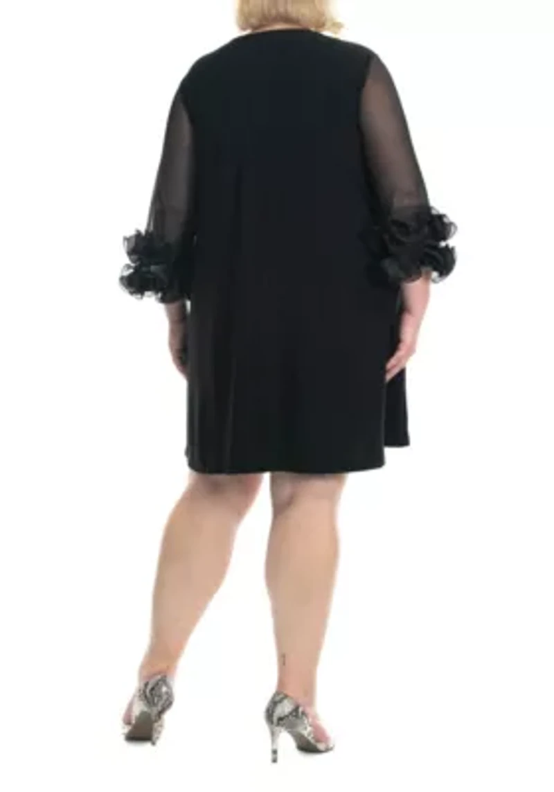 Trapeze Dress With Ruffle Sleeve And Pockets