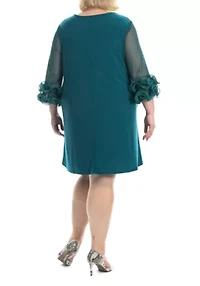 Trapeze Dress With Ruffle Sleeve And Pockets