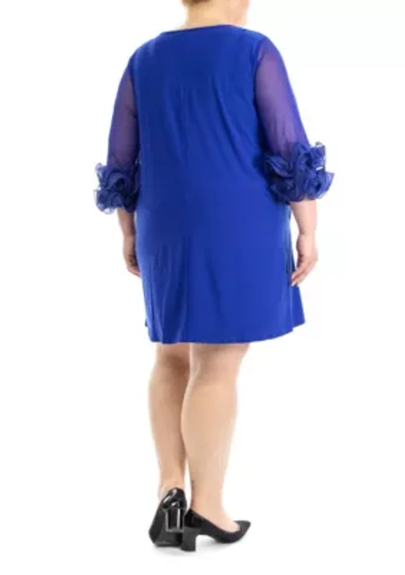 Trapeze Dress With Ruffle Sleeve And Pockets