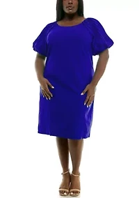 Puff Sleeve Sheath Dress