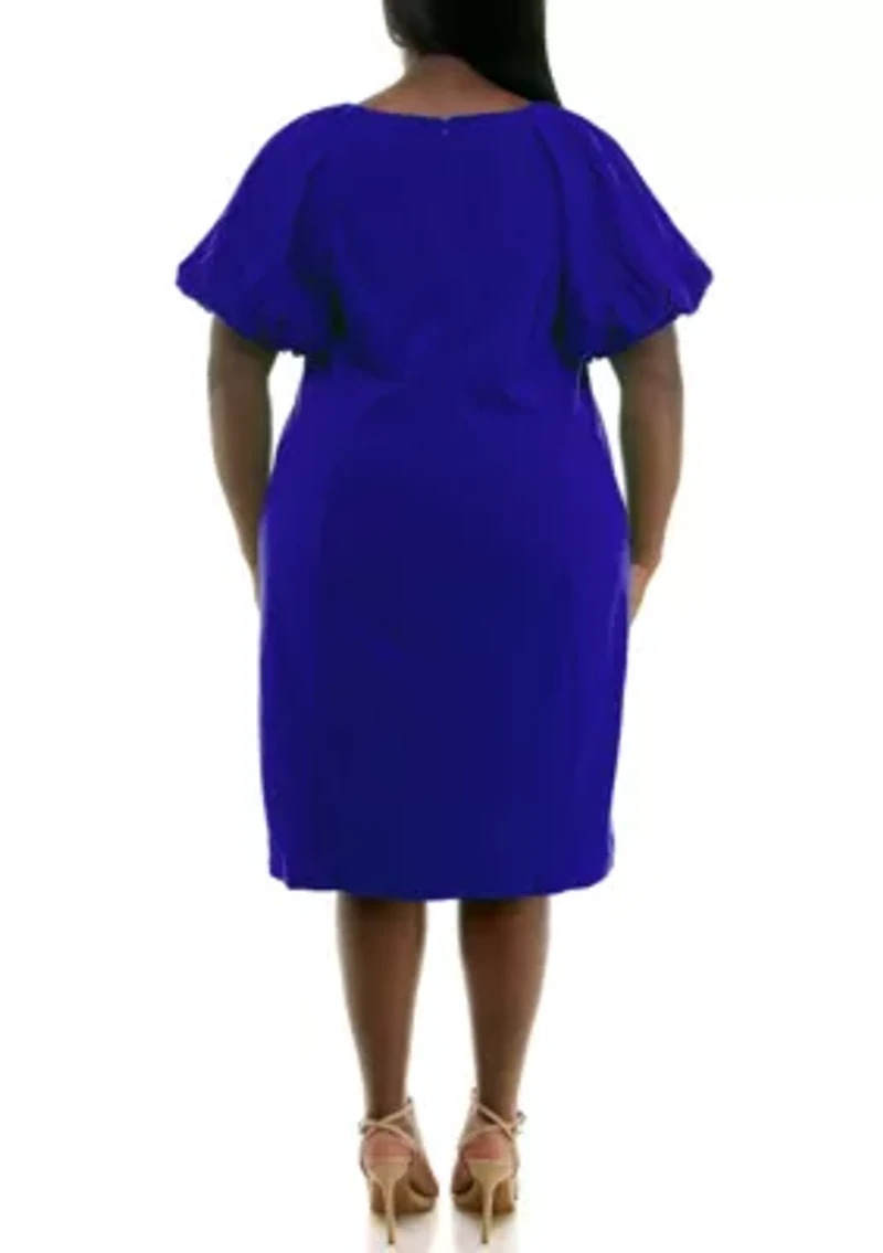 Puff Sleeve Sheath Dress