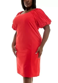 Puff Sleeve Sheath Dress